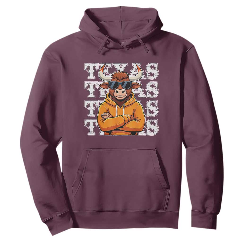 TFL Football Lover Hoodie Vintage Orange Cow Sunglasses Game Day TS11 Maroon Print Your Wear