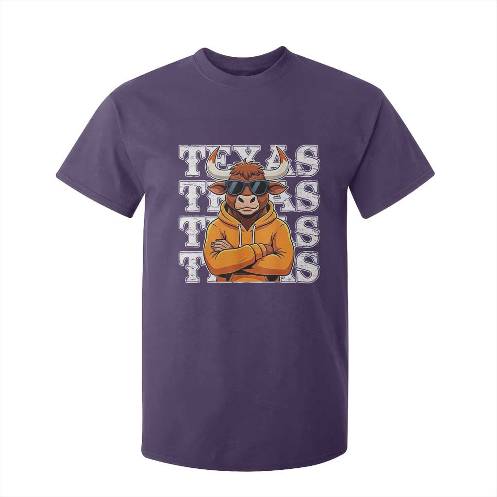 Texas Fan T Shirt For Kid Longhorns Cow Texas Pride Sport Lover TS11 Purple Print Your Wear