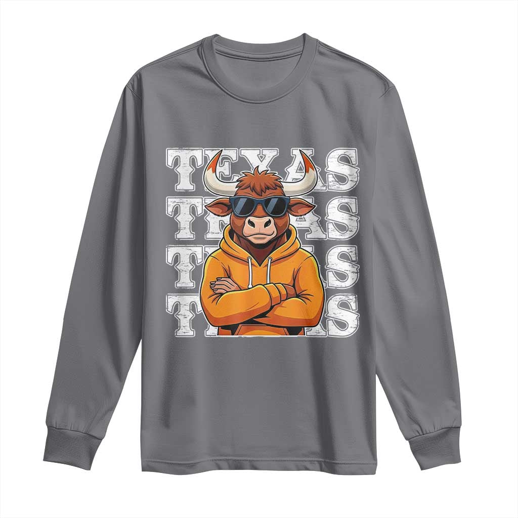 TFL Football Lover Long Sleeve Shirt Vintage Orange Cow Sunglasses Game Day TS11 Charcoal Print Your Wear