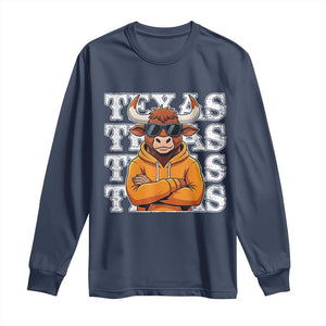 TFL Football Lover Long Sleeve Shirt Vintage Orange Cow Sunglasses Game Day TS11 Navy Print Your Wear