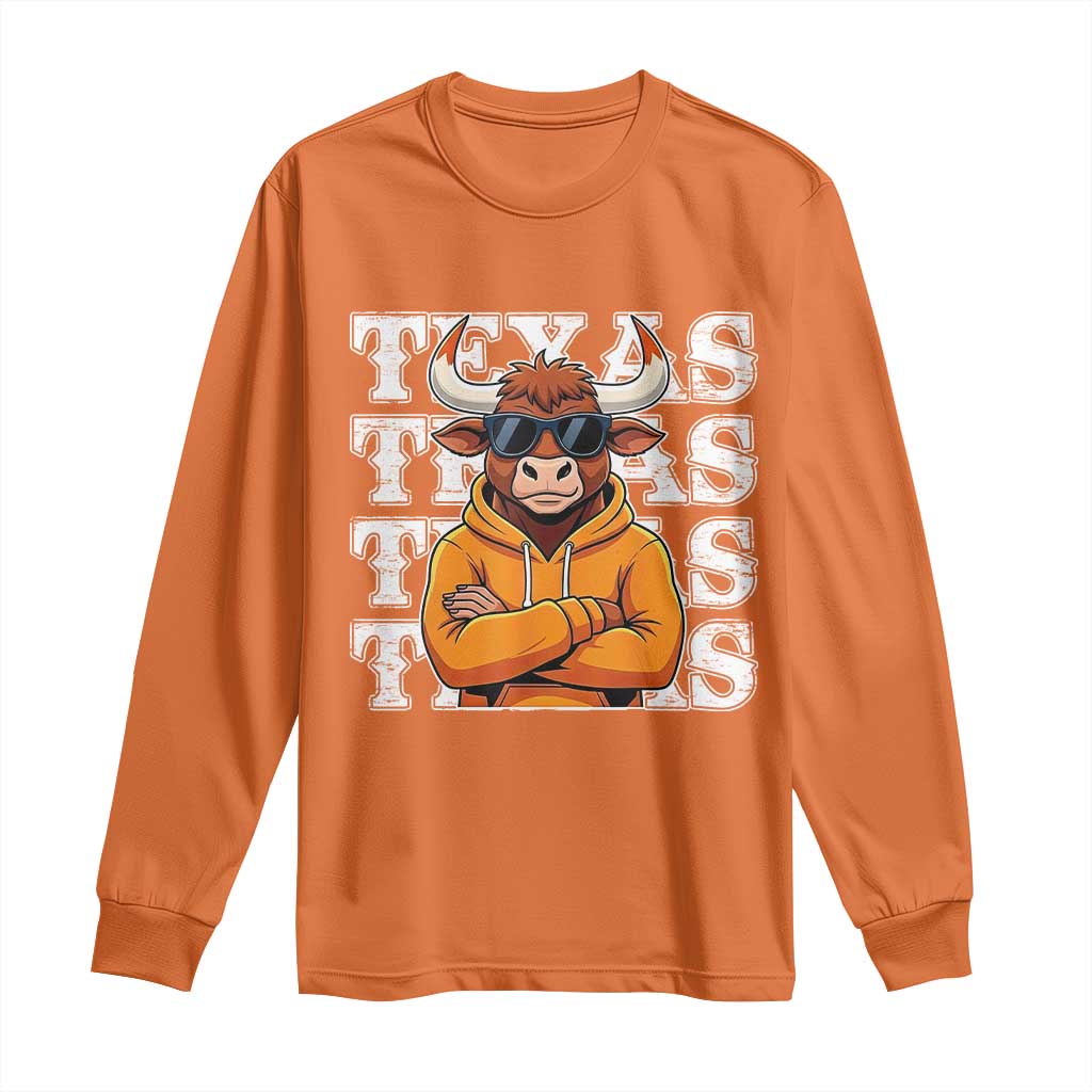 TFL Football Lover Long Sleeve Shirt Vintage Orange Cow Sunglasses Game Day TS11 Orange Print Your Wear