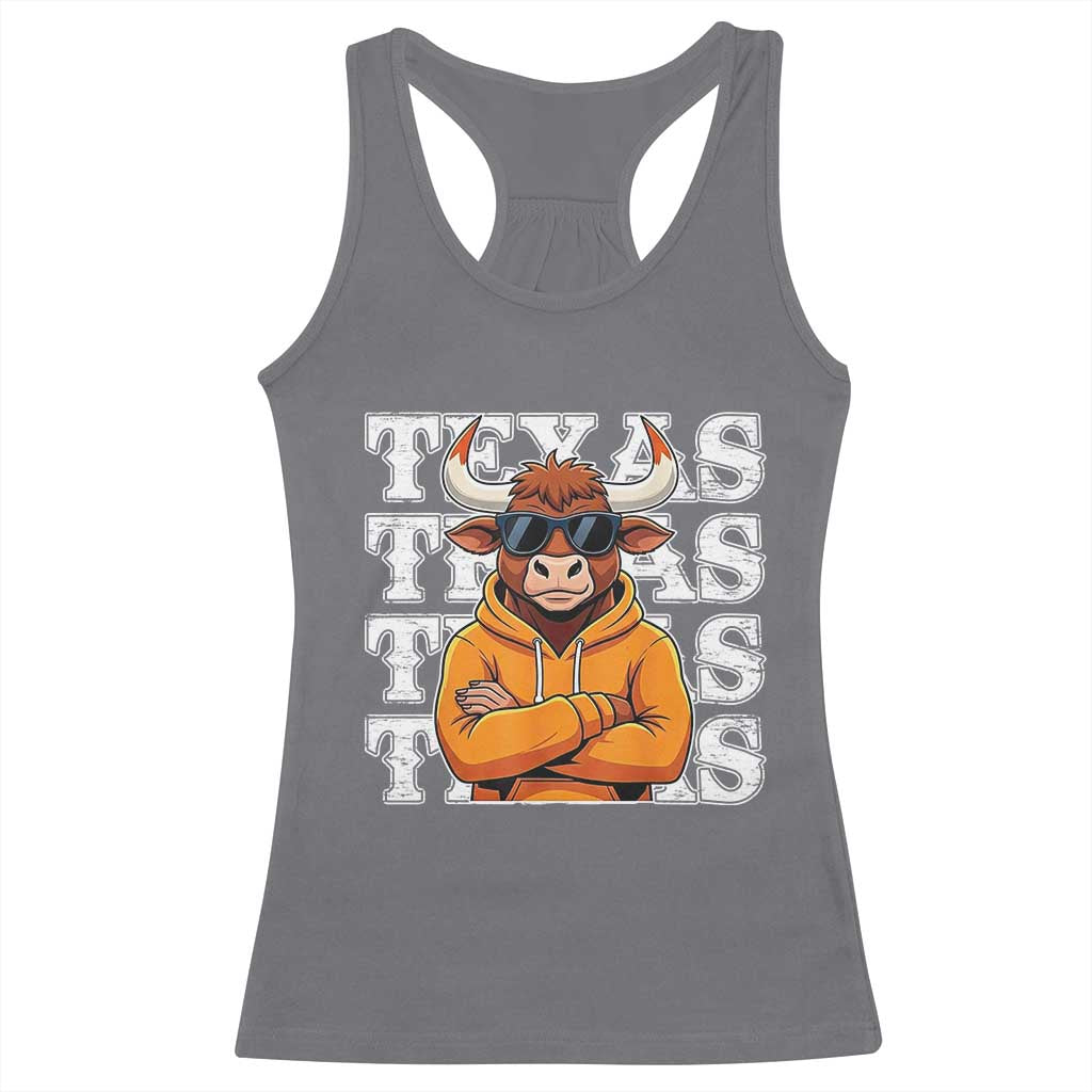 Texas Fan Racerback Tank Top Longhorns Cow Texas Pride Sport Lover TS11 Charcoal Print Your Wear
