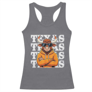 Texas Fan Racerback Tank Top Longhorns Cow Texas Pride Sport Lover TS11 Charcoal Print Your Wear