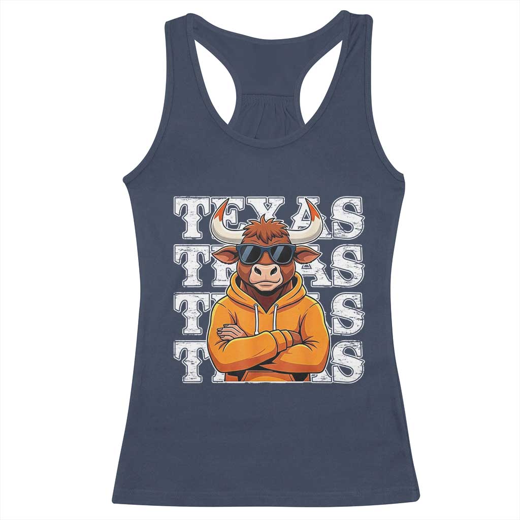 Texas Fan Racerback Tank Top Longhorns Cow Texas Pride Sport Lover TS11 Navy Print Your Wear