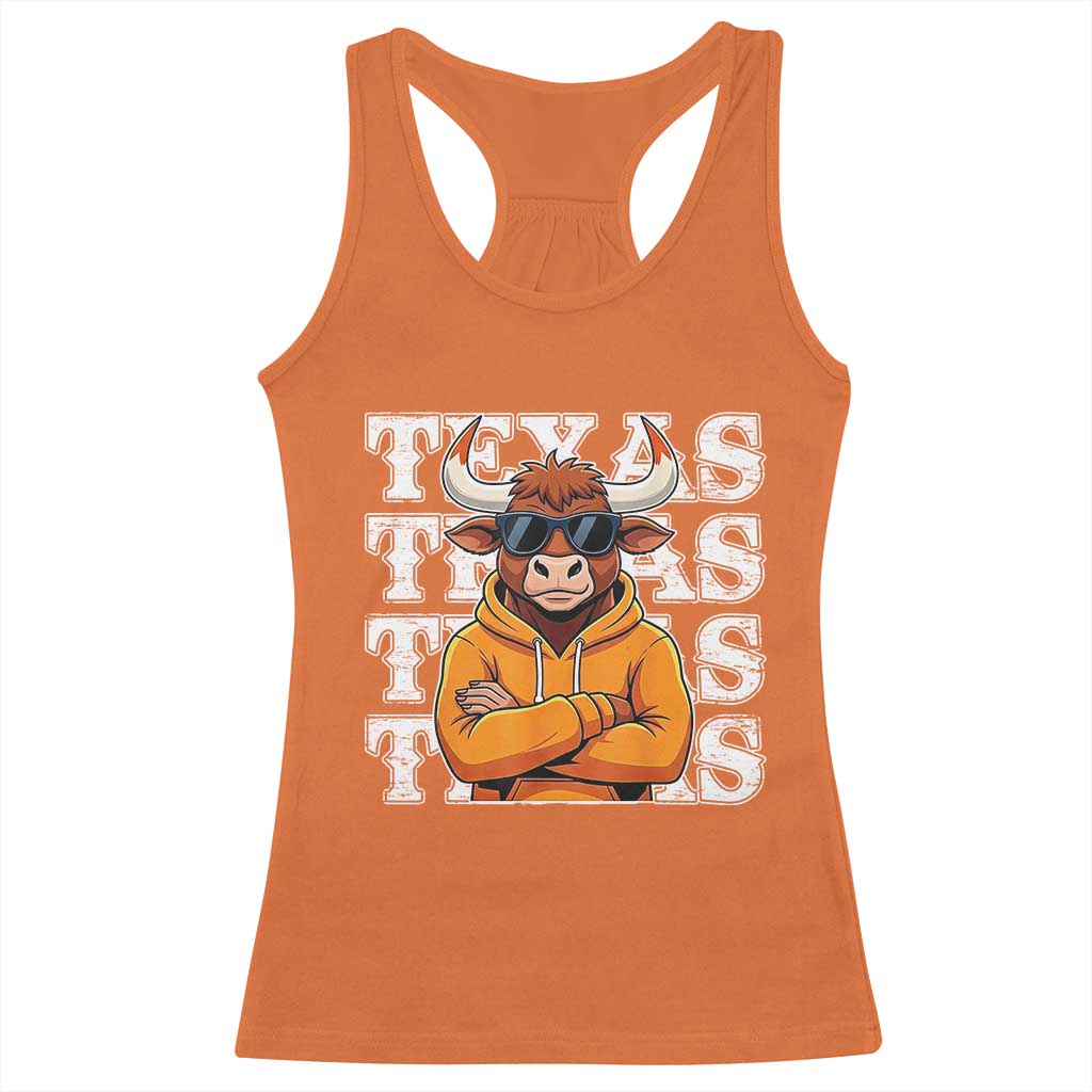TFL Football Lover Racerback Tank Top Vintage Orange Cow Sunglasses Game Day TS11 Orange Print Your Wear