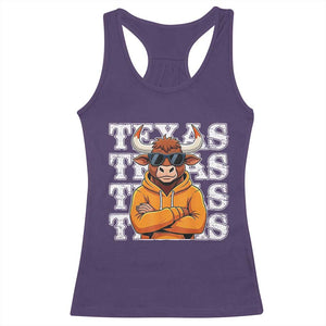 TFL Football Lover Racerback Tank Top Vintage Orange Cow Sunglasses Game Day TS11 Purple Print Your Wear