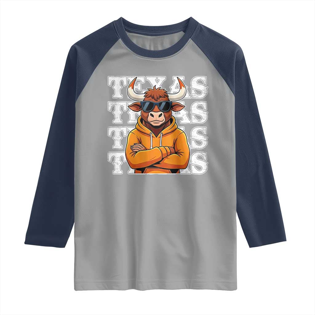 TFL Football Lover Raglan Shirt Vintage Orange Cow Sunglasses Game Day TS11 Sport Gray Navy Print Your Wear