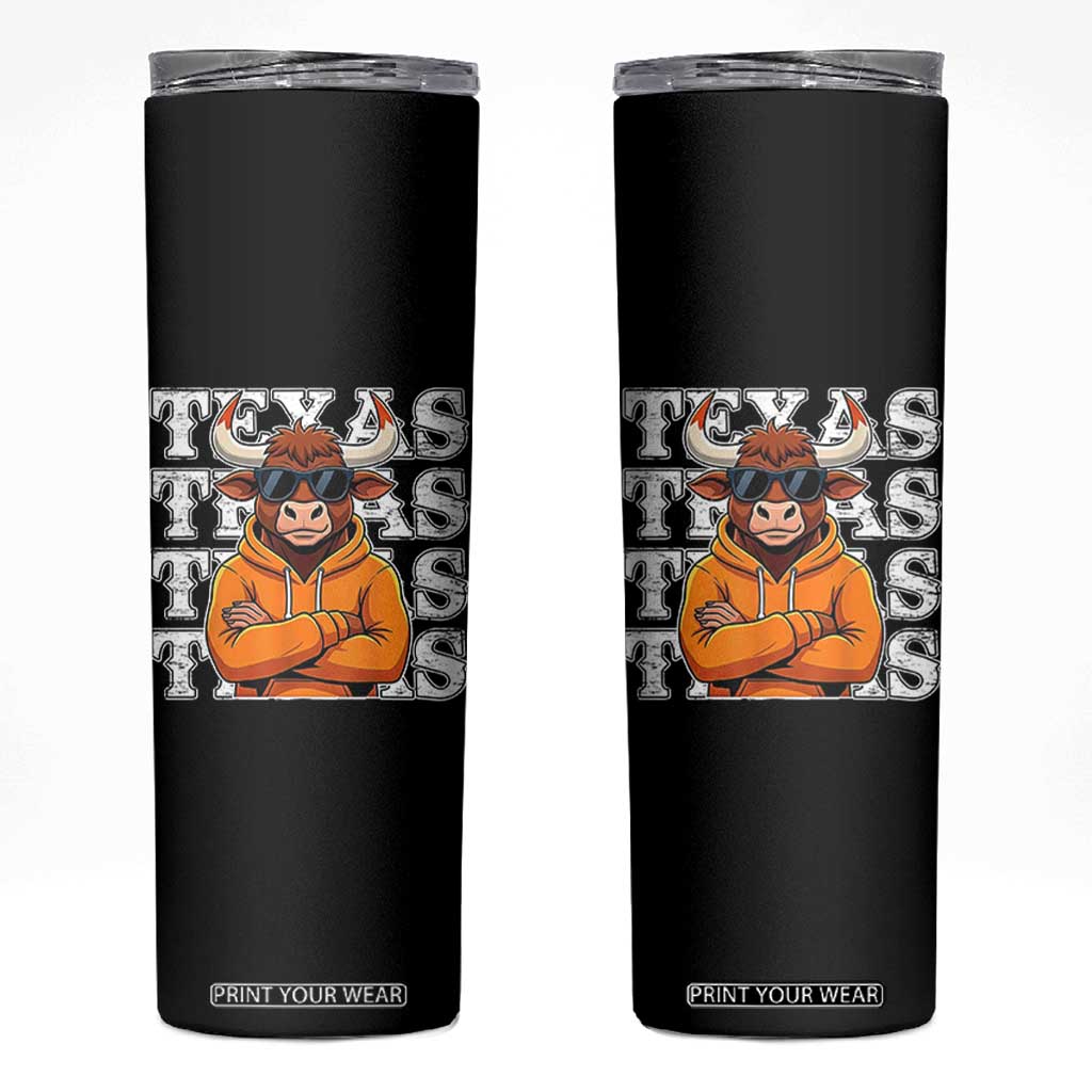 Texas Fan Skinny Tumbler Longhorns Cow Texas Pride Sport Lover TS11 Black Print Your Wear