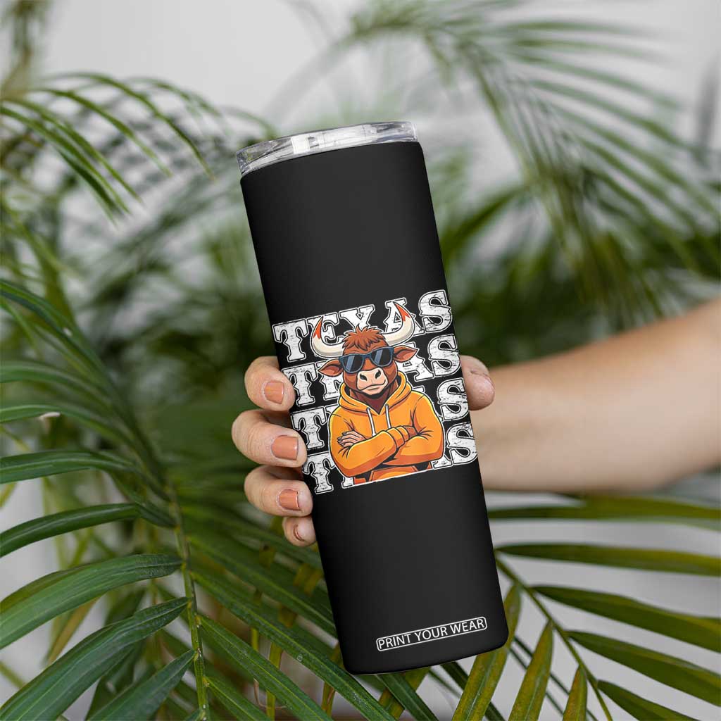 TFL Football Lover Skinny Tumbler Vintage Orange Cow Sunglasses Game Day TS11 Print Your Wear