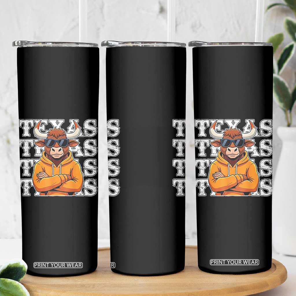 TFL Football Lover Skinny Tumbler Vintage Orange Cow Sunglasses Game Day TS11 Print Your Wear