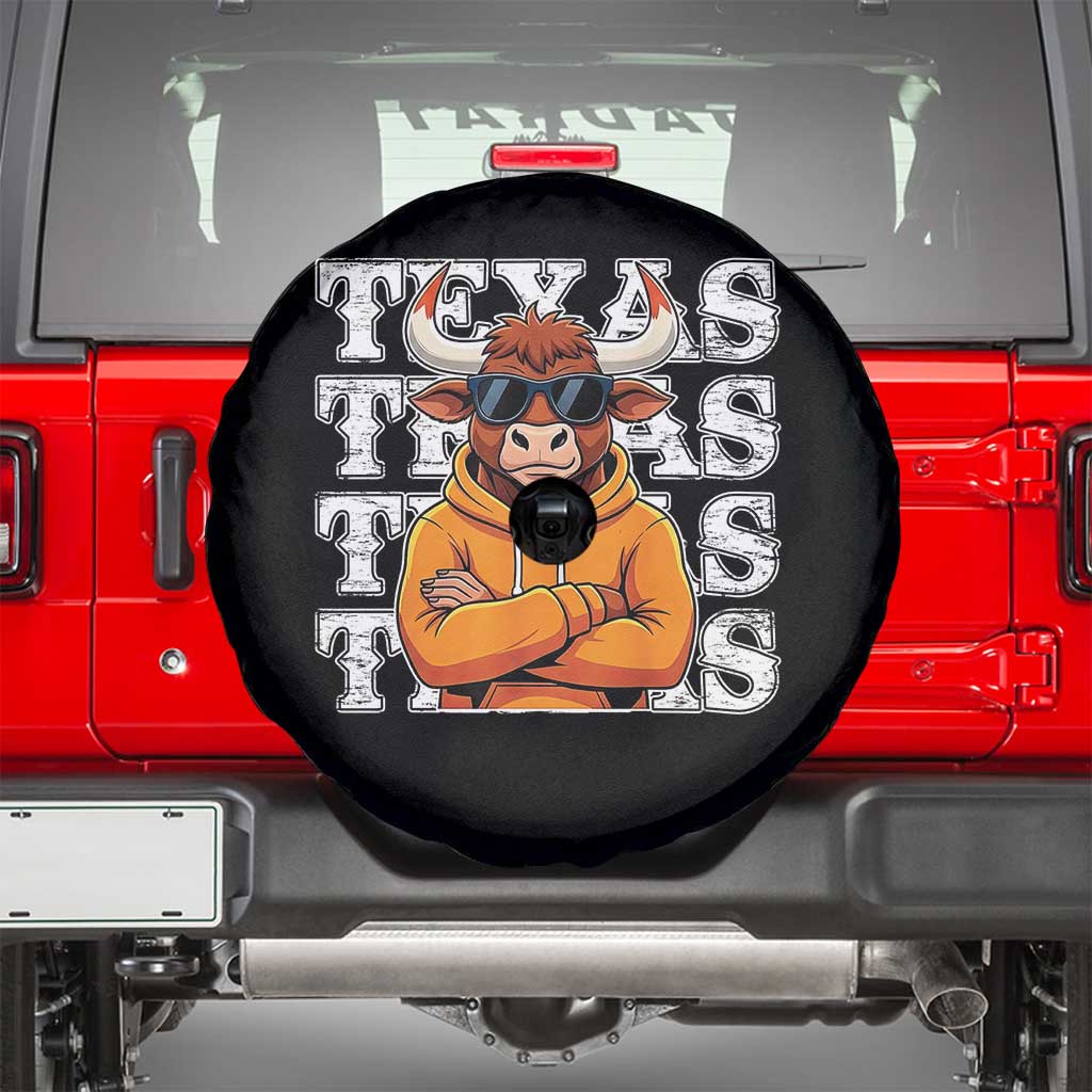 TFL Football Lover Spare Tire Cover Vintage Orange Cow Sunglasses Game Day TS11 Black Print Your Wear
