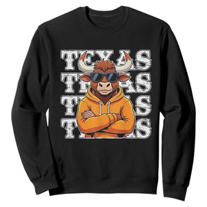 Texas Fan Sweatshirt Longhorns Cow Texas Pride Sport Lover TS11 Black Print Your Wear