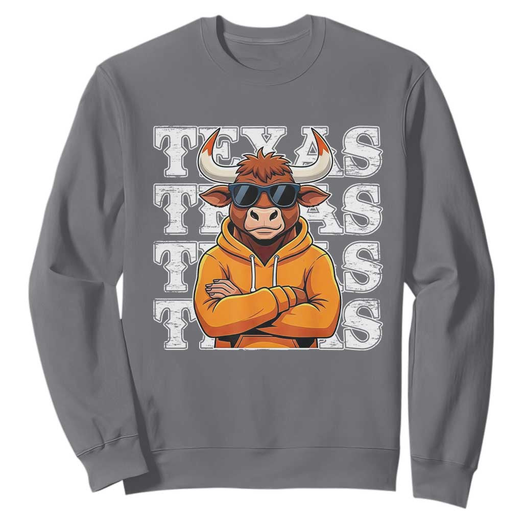Texas Fan Sweatshirt Longhorns Cow Texas Pride Sport Lover TS11 Charcoal Print Your Wear
