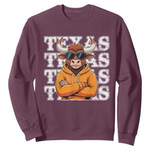 Texas Fan Sweatshirt Longhorns Cow Texas Pride Sport Lover TS11 Maroon Print Your Wear