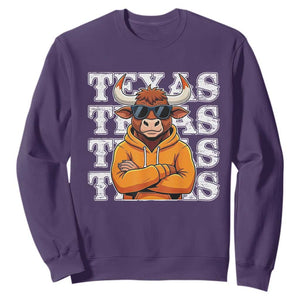 Texas Fan Sweatshirt Longhorns Cow Texas Pride Sport Lover TS11 Purple Print Your Wear