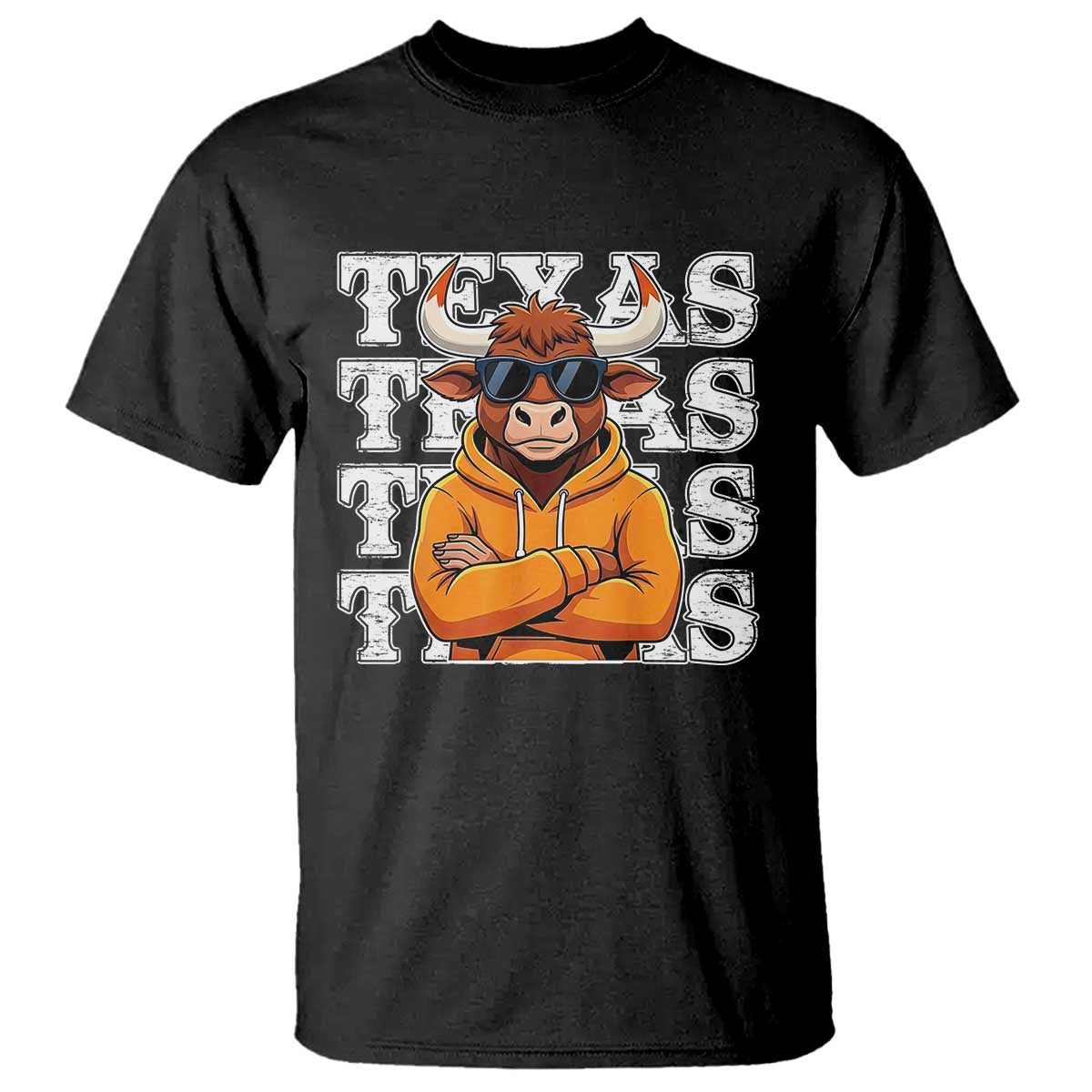 Texas Fan T Shirt Longhorns Cow Texas Pride Sport Lover TS11 Black Print Your Wear