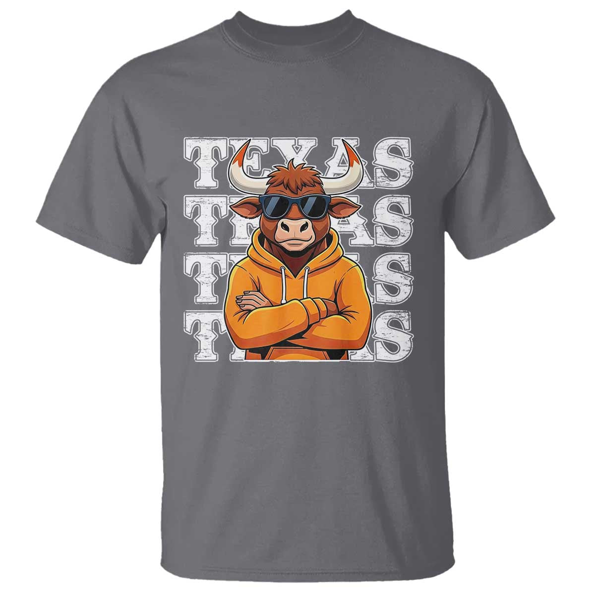 Texas Fan T Shirt Longhorns Cow Texas Pride Sport Lover TS11 Charcoal Print Your Wear