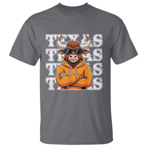 Texas Fan T Shirt Longhorns Cow Texas Pride Sport Lover TS11 Charcoal Print Your Wear