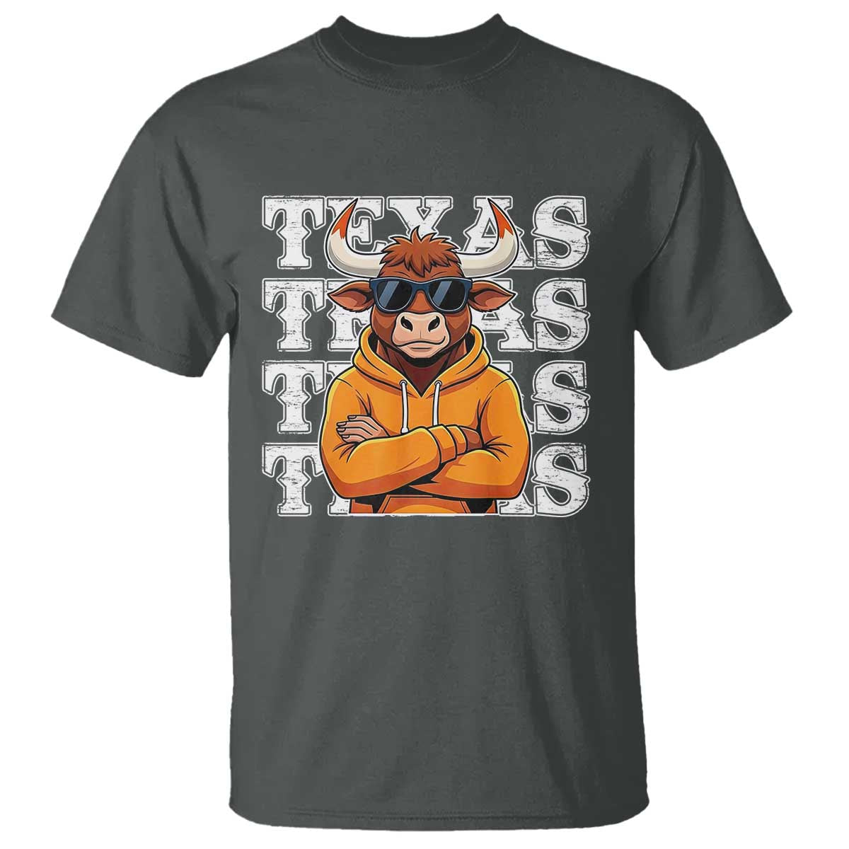 Texas Fan T Shirt Longhorns Cow Texas Pride Sport Lover TS11 Dark Heather Print Your Wear