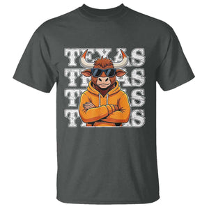 Texas Fan T Shirt Longhorns Cow Texas Pride Sport Lover TS11 Dark Heather Print Your Wear
