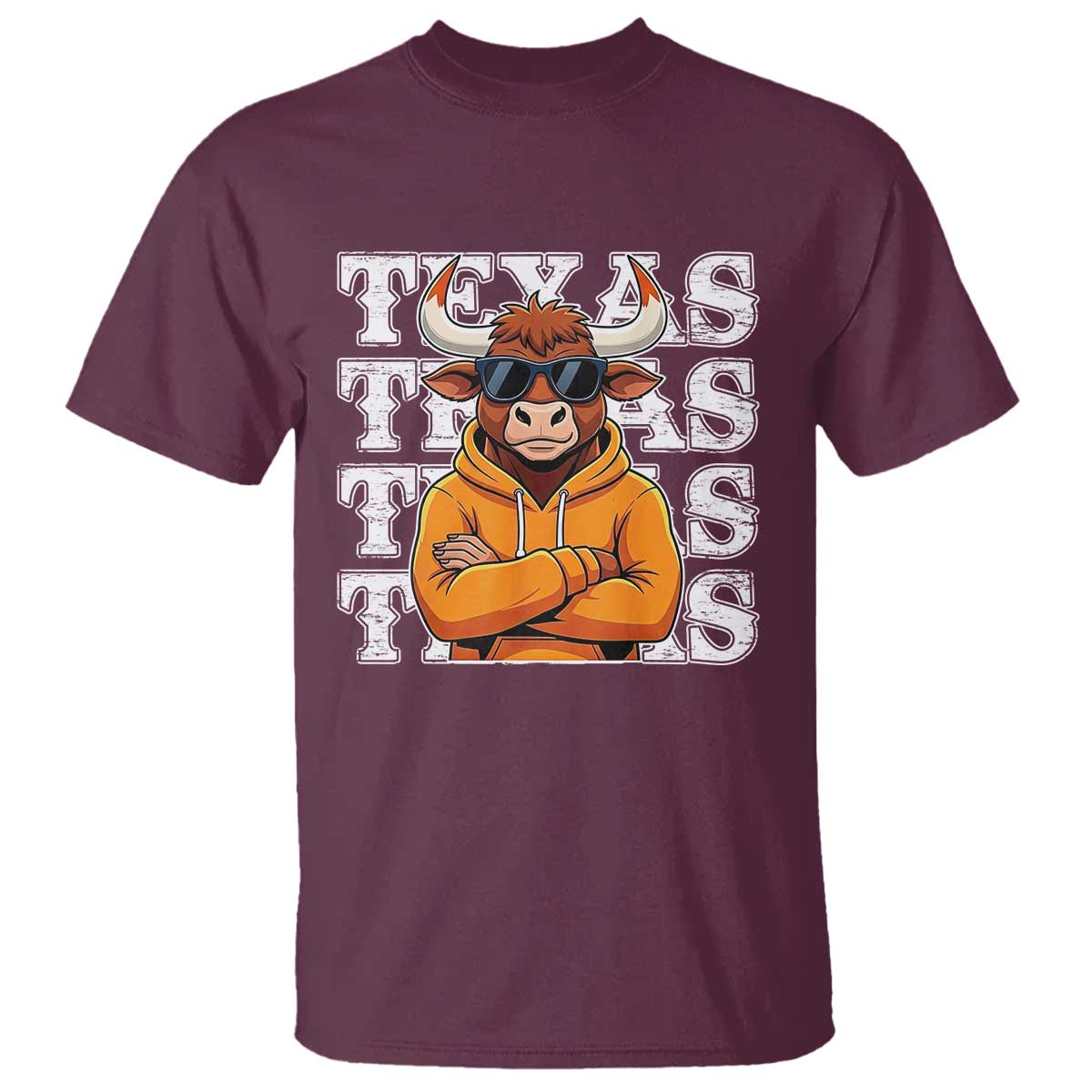 Texas Fan T Shirt Longhorns Cow Texas Pride Sport Lover TS11 Maroon Print Your Wear