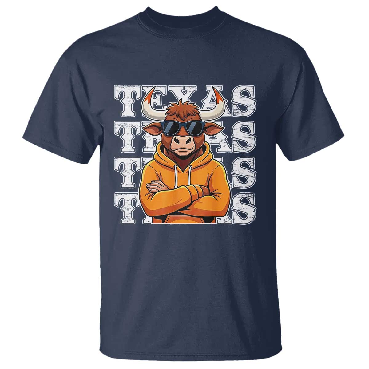 Texas Fan T Shirt Longhorns Cow Texas Pride Sport Lover TS11 Navy Print Your Wear