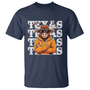 Texas Fan T Shirt Longhorns Cow Texas Pride Sport Lover TS11 Navy Print Your Wear