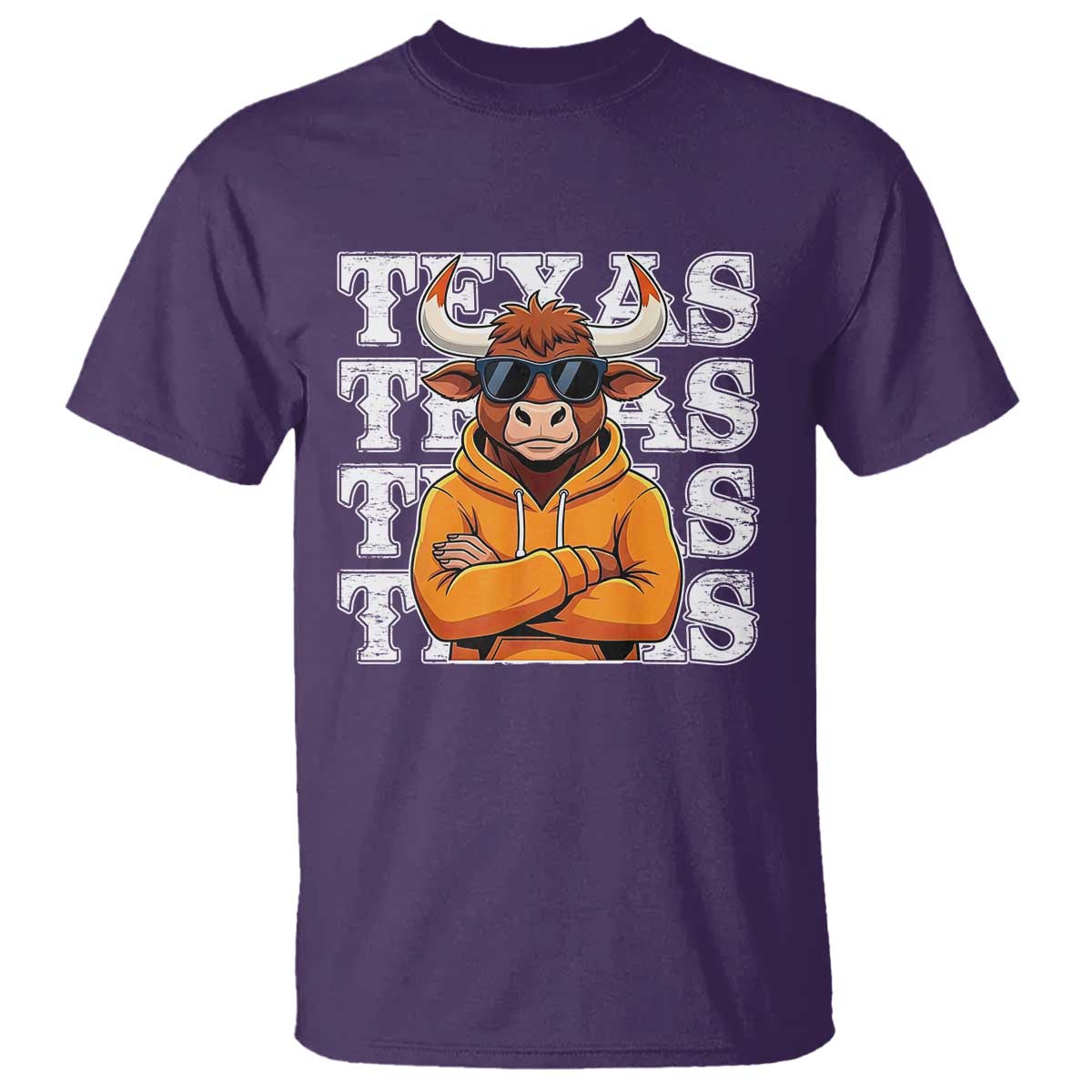 Texas Fan T Shirt Longhorns Cow Texas Pride Sport Lover TS11 Purple Print Your Wear