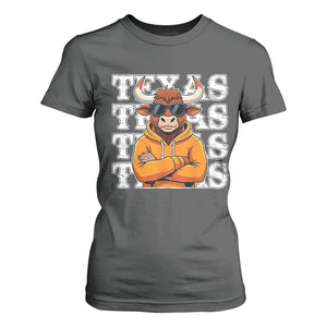 Texas Fan T Shirt For Women Longhorns Cow Texas Pride Sport Lover TS11 Dark Heather Print Your Wear
