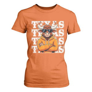 Texas Fan T Shirt For Women Longhorns Cow Texas Pride Sport Lover TS11 Orange Print Your Wear
