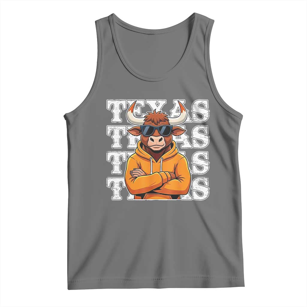 TFL Football Lover Tank Top Vintage Orange Cow Sunglasses Game Day TS11 Black Heather Print Your Wear
