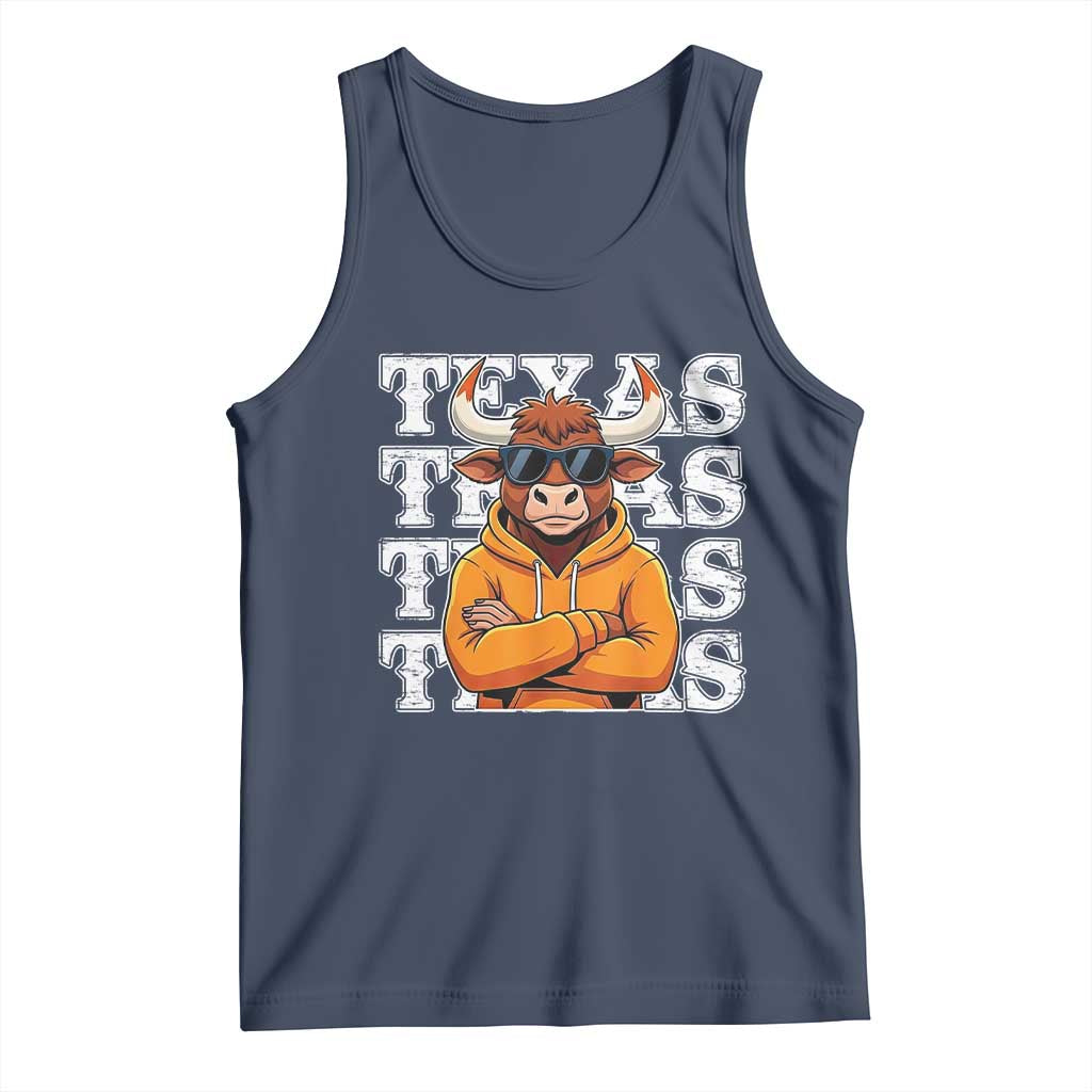 Texas Fan Tank Top Longhorns Cow Texas Pride Sport Lover TS11 Navy Print Your Wear