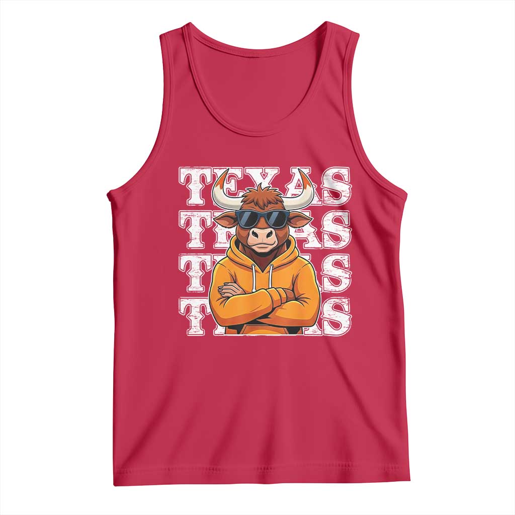TFL Football Lover Tank Top Vintage Orange Cow Sunglasses Game Day TS11 Red Print Your Wear