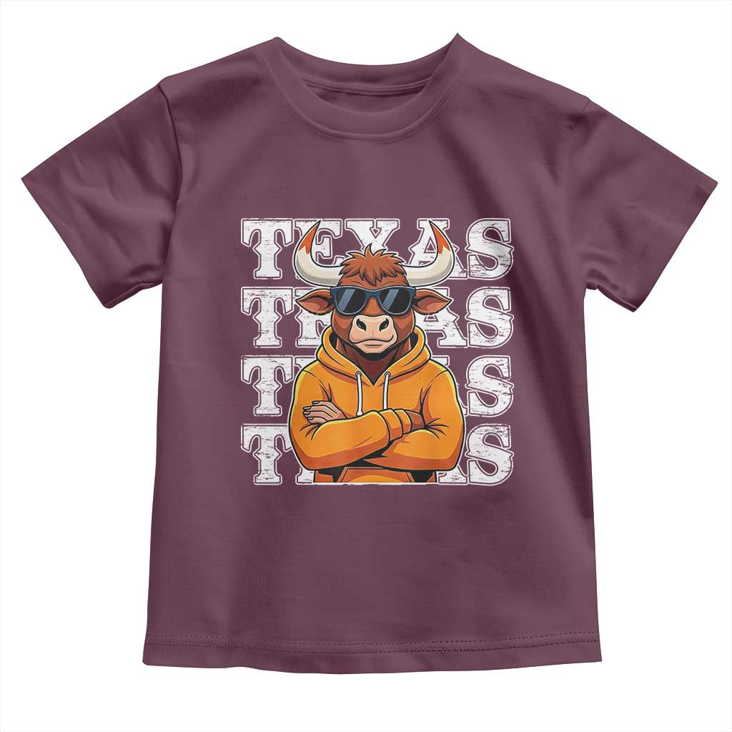 TFL Football Lover Toddler T Shirt Vintage Orange Cow Sunglasses Game Day TS11 Maroon Print Your Wear