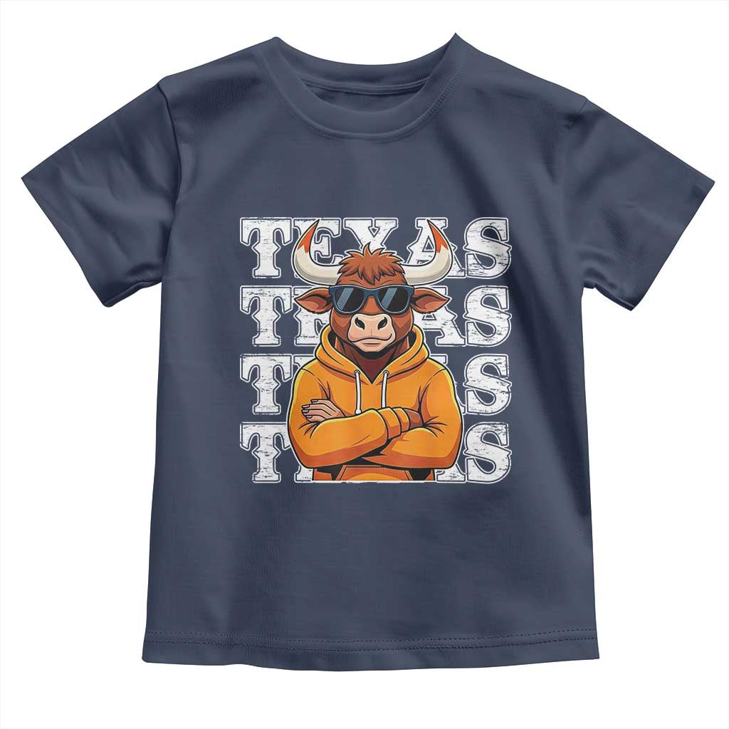 TFL Football Lover Toddler T Shirt Vintage Orange Cow Sunglasses Game Day TS11 Navy Print Your Wear