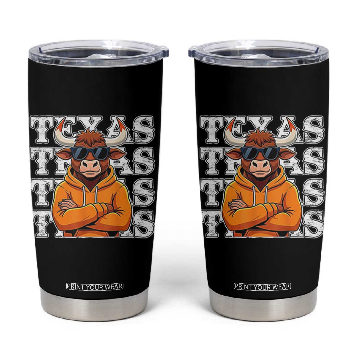 TFL Football Lover Tumbler Cup Vintage Orange Cow Sunglasses Game Day TS11 Black Print Your Wear