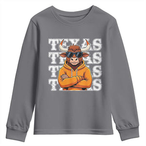 TFL Football Lover Youth Sweatshirt Vintage Orange Cow Sunglasses Game Day TS11 Charcoal Print Your Wear