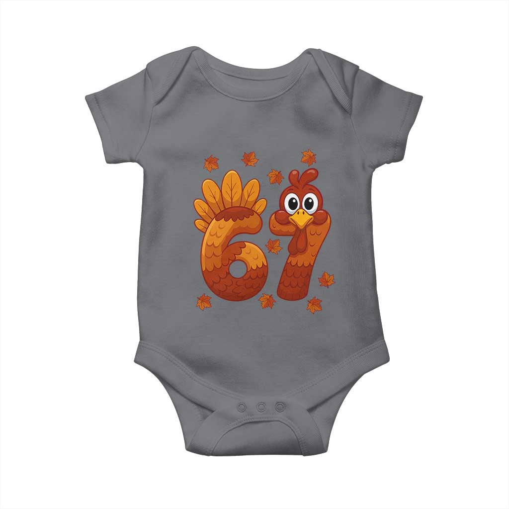 67 Thanksgiving Baby Onesie Funny Turkey Thanksgiving Six Seven Meme TS11 Charcoal Print Your Wear