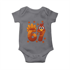 67 Thanksgiving Baby Onesie Funny Turkey Thanksgiving Six Seven Meme TS11 Charcoal Print Your Wear