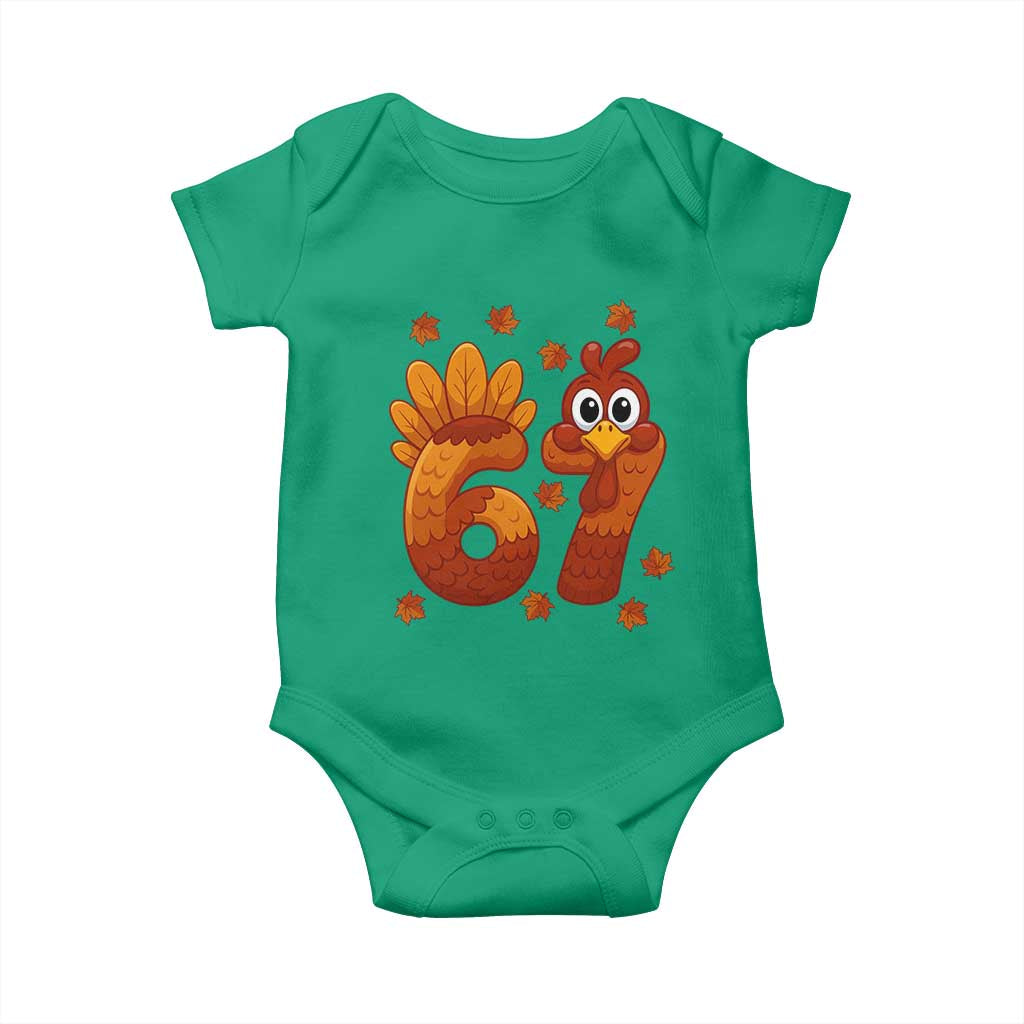 67 Thanksgiving Baby Onesie Funny Turkey Thanksgiving Six Seven Meme TS11 Irish Green Print Your Wear