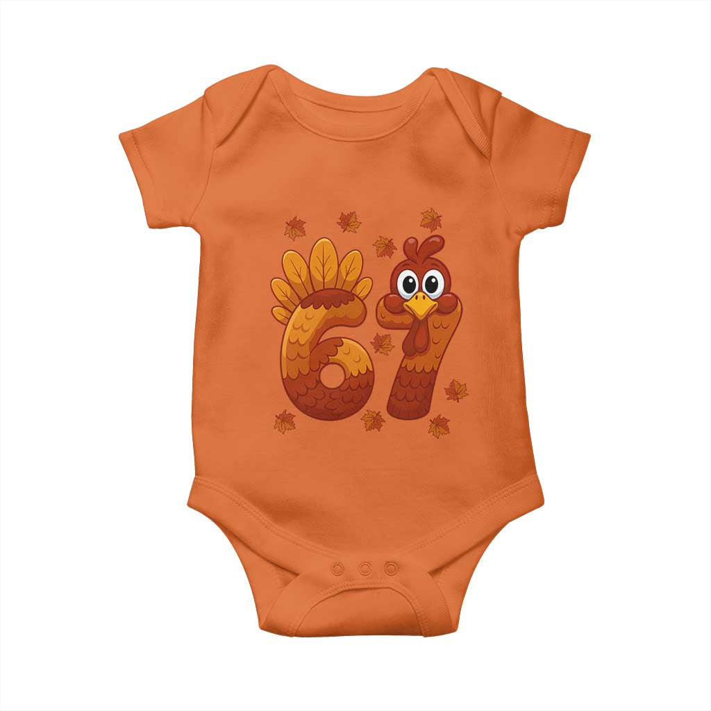 67 Thanksgiving Baby Onesie Funny Turkey Thanksgiving Six Seven Meme TS11 Orange Print Your Wear