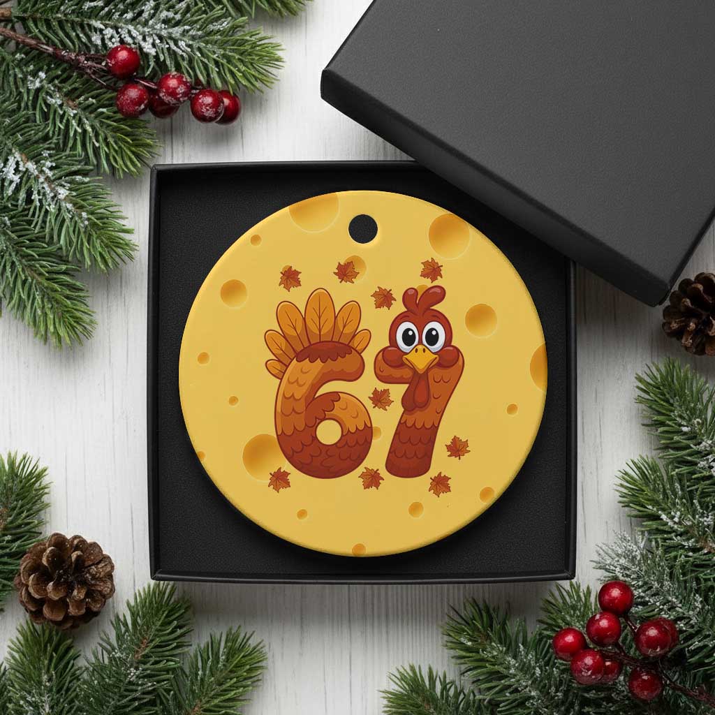 67 Thanksgiving Ceramic Ornament Funny Turkey Thanksgiving Six Seven Meme TS11 1pc Yellow Cheese Print Your Wear