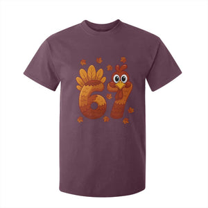 67 Thanksgiving T Shirt For Kid Funny Turkey Thanksgiving Six Seven Meme TS11 Maroon Print Your Wear
