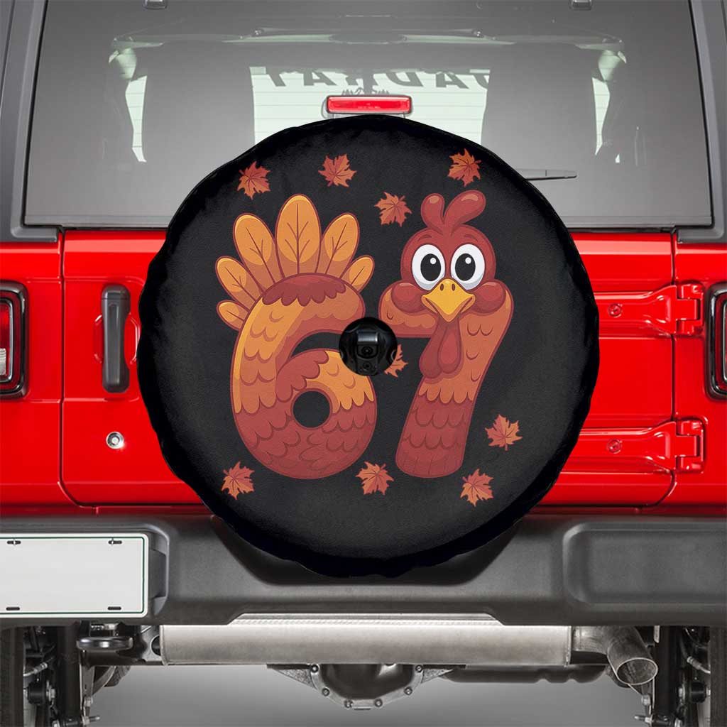 67 Thanksgiving Spare Tire Cover Funny Turkey Thanksgiving Six Seven Meme TS11 Black Print Your Wear
