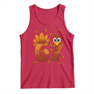 67 Thanksgiving Tank Top Funny Turkey Thanksgiving Six Seven Meme TS11 Red Print Your Wear
