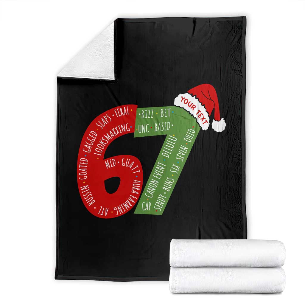 Personalized 67 Christmas Throw Blanket Custom Text Rizz Aura Farming Six Seven Meme Gen Alpha TS11 Black Print Your Wear