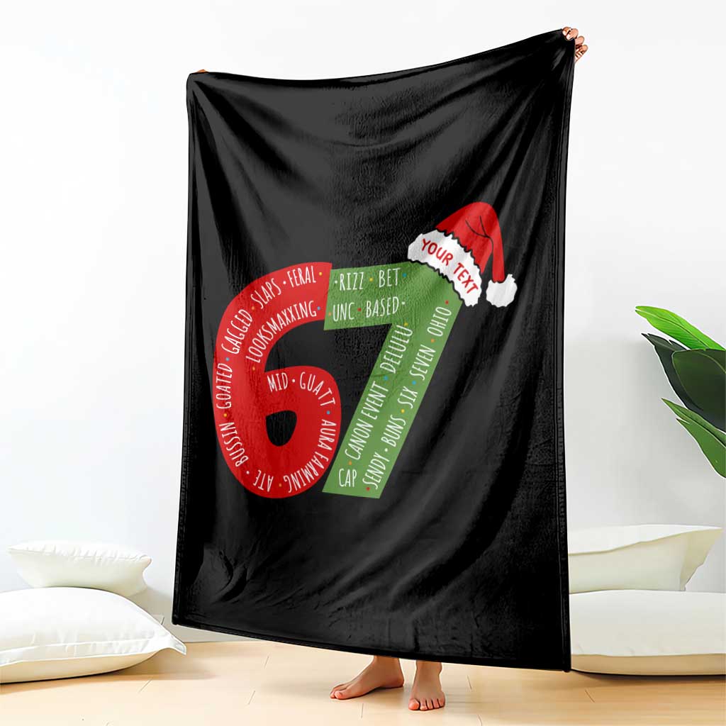 Personalized 67 Christmas Throw Blanket Custom Text Rizz Aura Farming Six Seven Meme Gen Alpha TS11 Print Your Wear