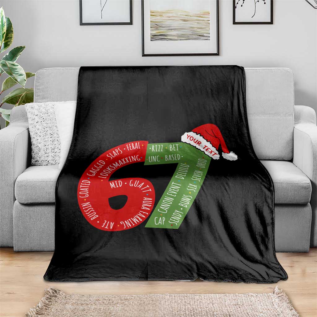 Personalized 67 Christmas Throw Blanket Custom Text Rizz Aura Farming Six Seven Meme Gen Alpha TS11 Print Your Wear