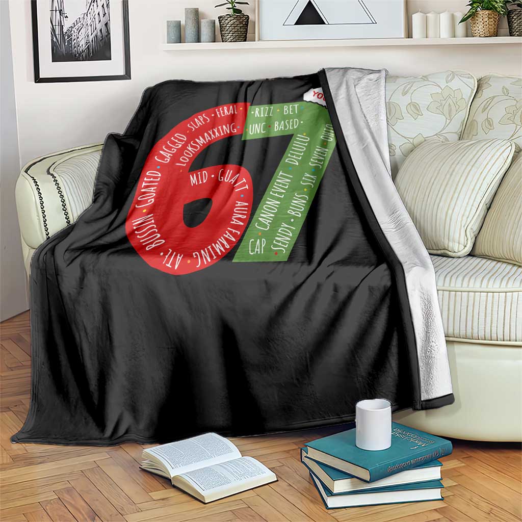 Personalized 67 Christmas Throw Blanket Custom Text Rizz Aura Farming Six Seven Meme Gen Alpha TS11 Print Your Wear