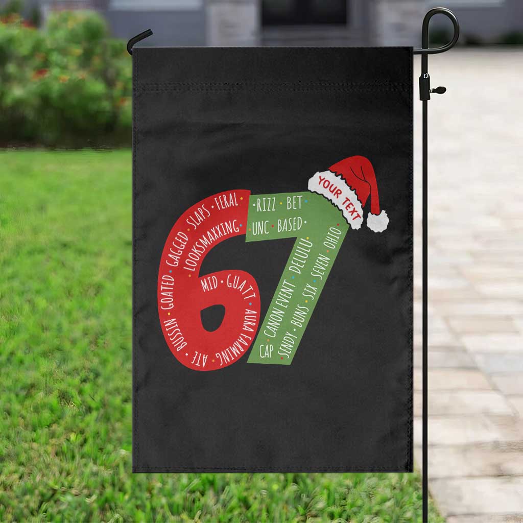 Personalized 67 Christmas Garden Flag Custom Text Rizz Aura Farming Six Seven Meme Gen Alpha TS11 Print Your Wear